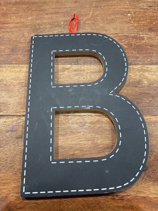 No brand / Not sure Other - Black Wooden Letter B Wall Decor Stitching Design & Red Ribbon Chalk Board Style